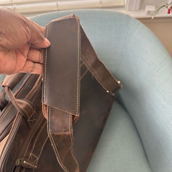 Masa Kawa Leather Briefcase for Men Laptop Travel Bag 17” - Picture 7 of 11